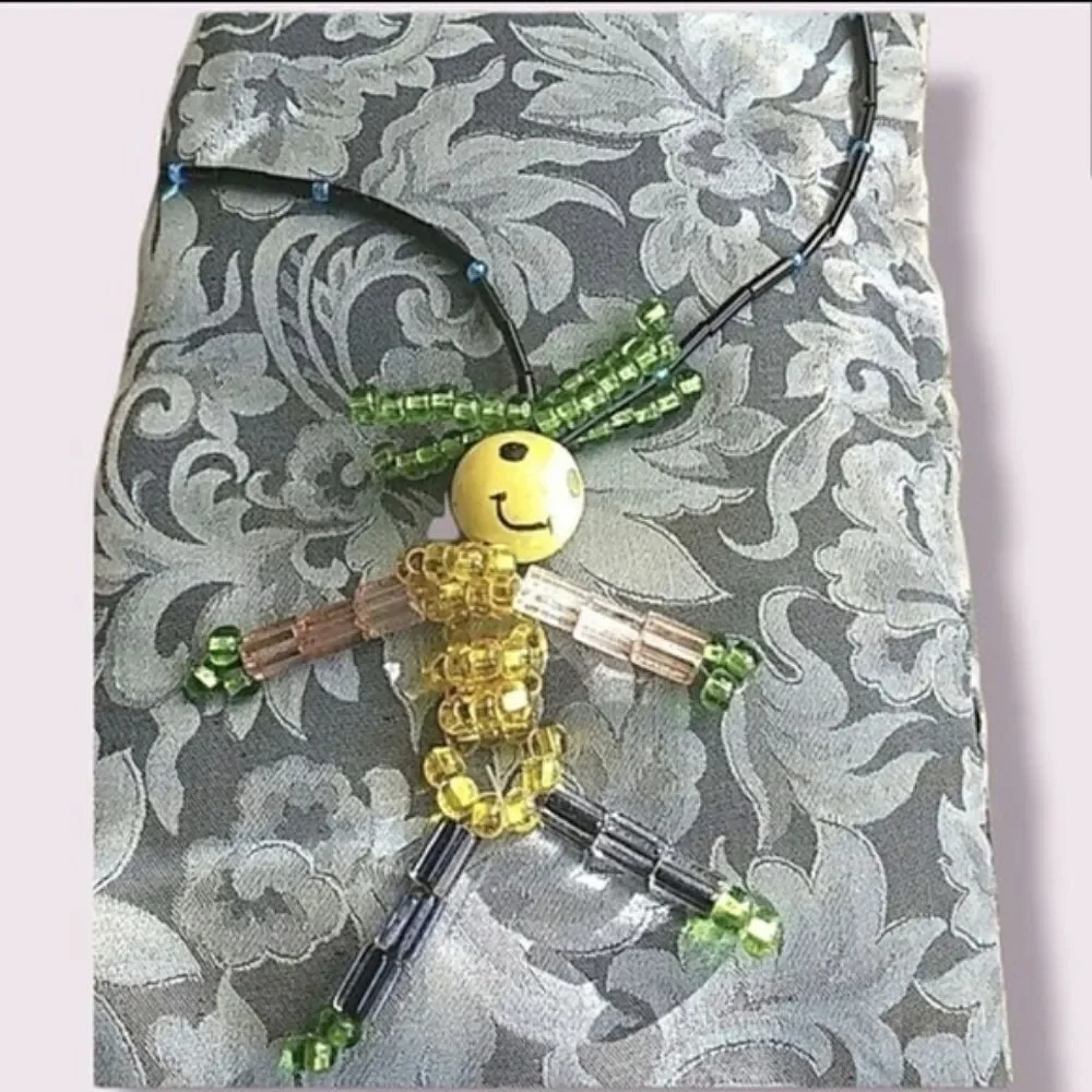 Handcrafted Beaded Figure Fixed Length Necklace On Beaded Chain
